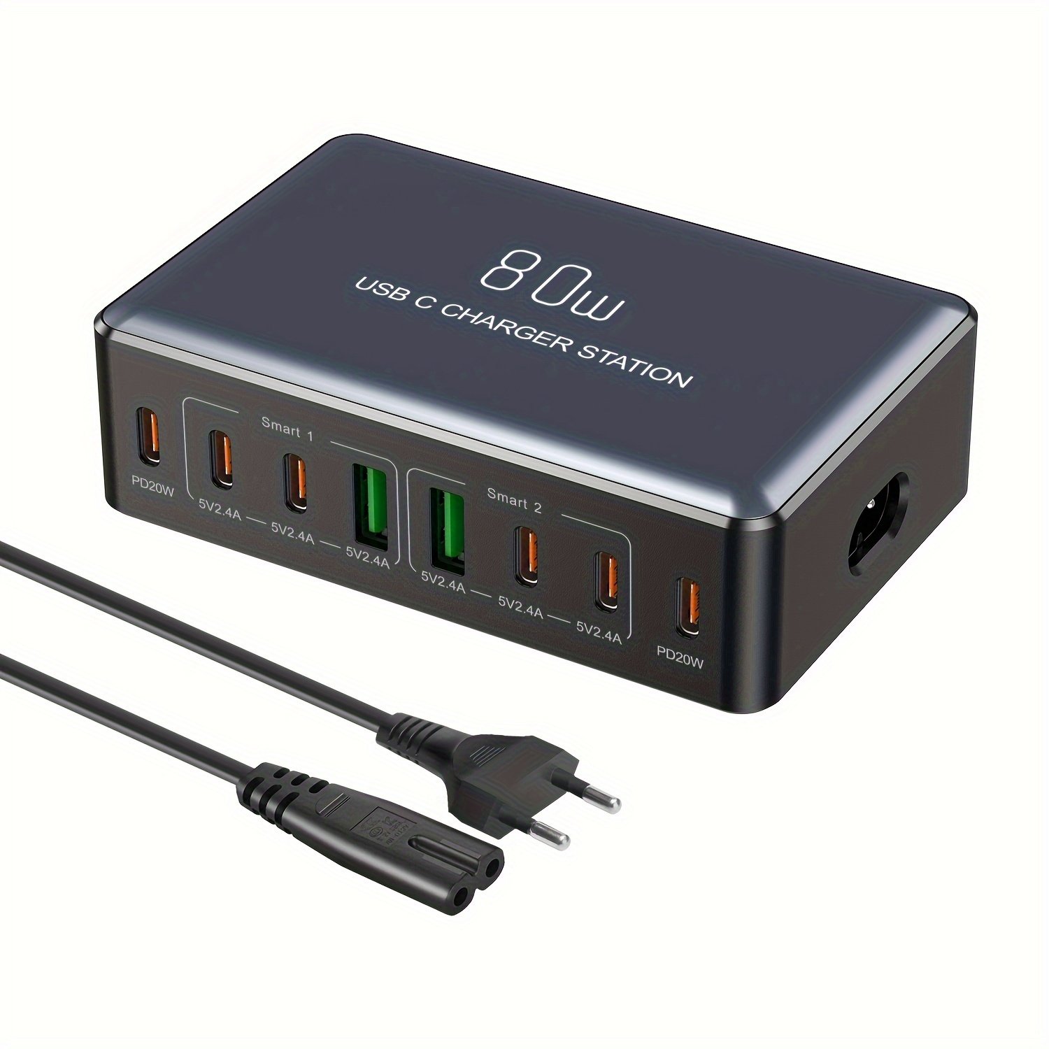 USB C Fast Charger 80W 8 Ports Type USB C Charging Station Hub Block USB C Wall Charger Power Strip Adapter Plug Cube Brick 6 USB C 2 USB A for iPad iPhone 15 14 13 12 11 Pro Max & for Samsung Pixel Note Galaxy series - Image 5