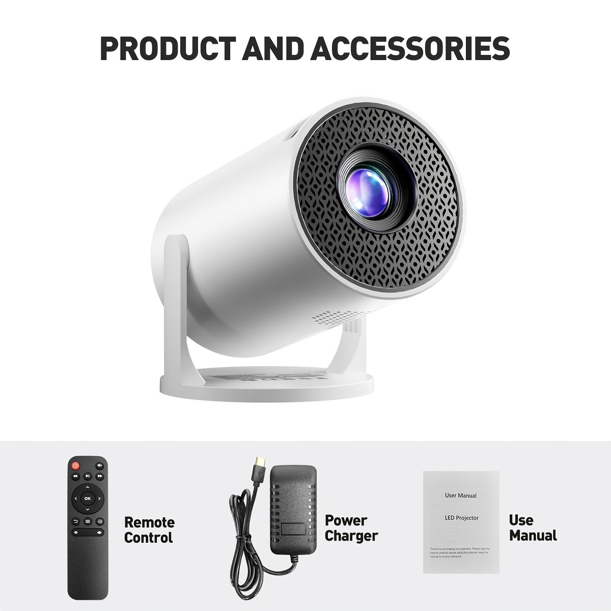 Smart HD Projector, 1080P LED Video Projector with 180 Rotation, 3D Ready, LCD Display, 4:3 Aspect Ratio, 220-240V European Standard Plug, Compatible with AV/USB/Audio/PS4, Home Theater Projector - Image 10