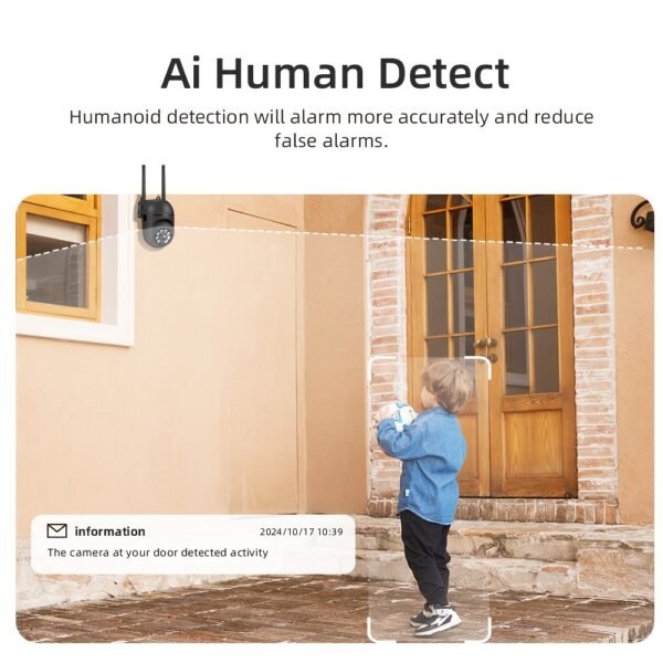 2pcs 1080P HD Security Dome Cameras, Wireless WiFi Connectivity, PTZ Control via App & Amazon Alexa, Motion & Audio Alerts, with Color Night Vision, Wall Hanging, Non-Waterproof, for Indoor/Outdoor Home Security with Spotlight & Siren, USB Powered - Image 6
