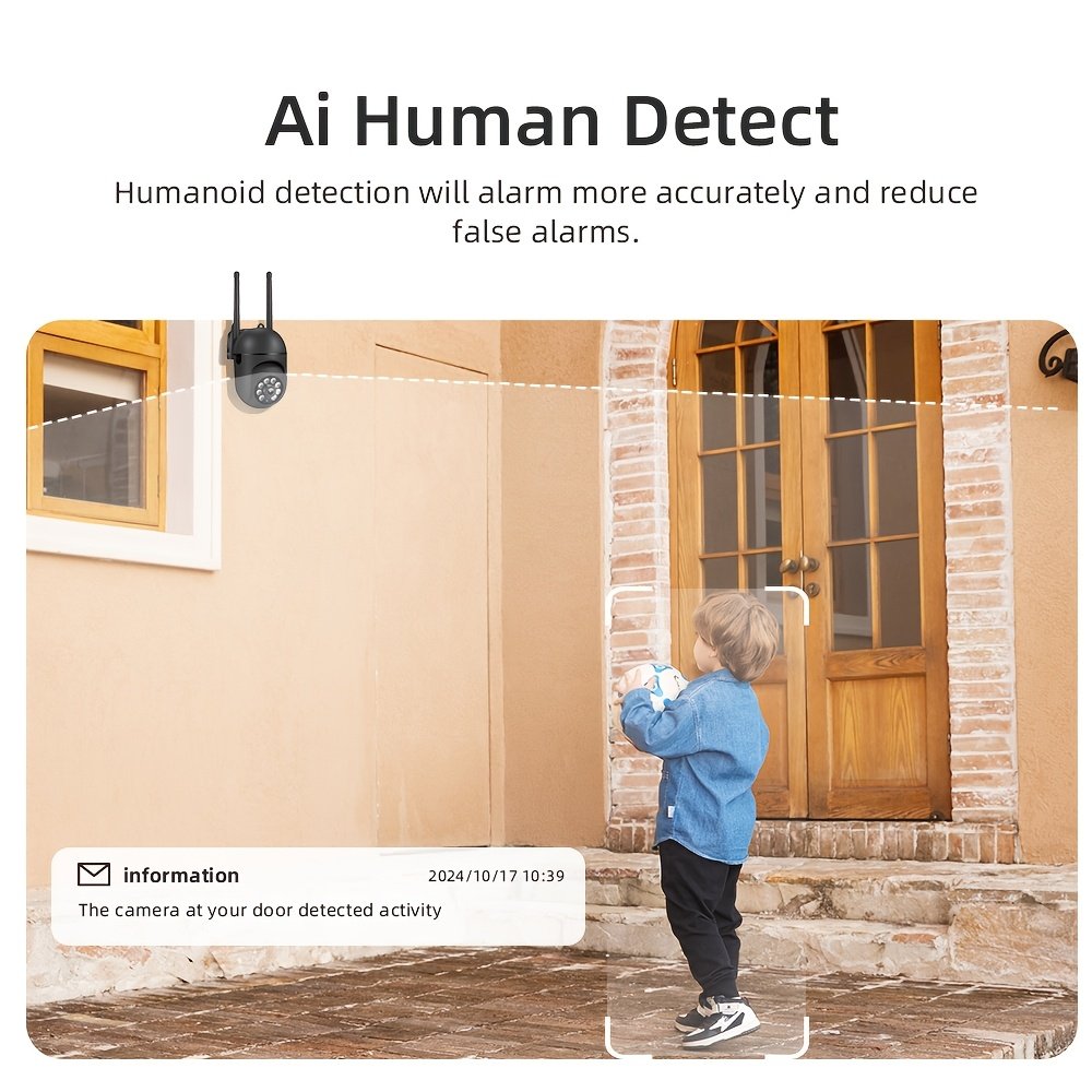 2pcs 1080P HD Security Dome Cameras, Wireless WiFi Connectivity, PTZ Control via App & Amazon Alexa, Motion & Audio Alerts, with Color Night Vision, Wall Hanging, Non-Waterproof, for Indoor/Outdoor Home Security with Spotlight & Siren, USB Powered - Image 6