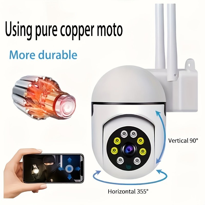 1080P HD WiFi Security Cameras, 2pcs - Wall-Mounted with Night Vision, App Control, Audio & Motion Alerts, Color Display, USB Powered, Indoor Use, Dual Panoramic View (355° Horizontal & 90° Vertical Rotation), Two-Way Audio & AI Motion Detection - Image 2