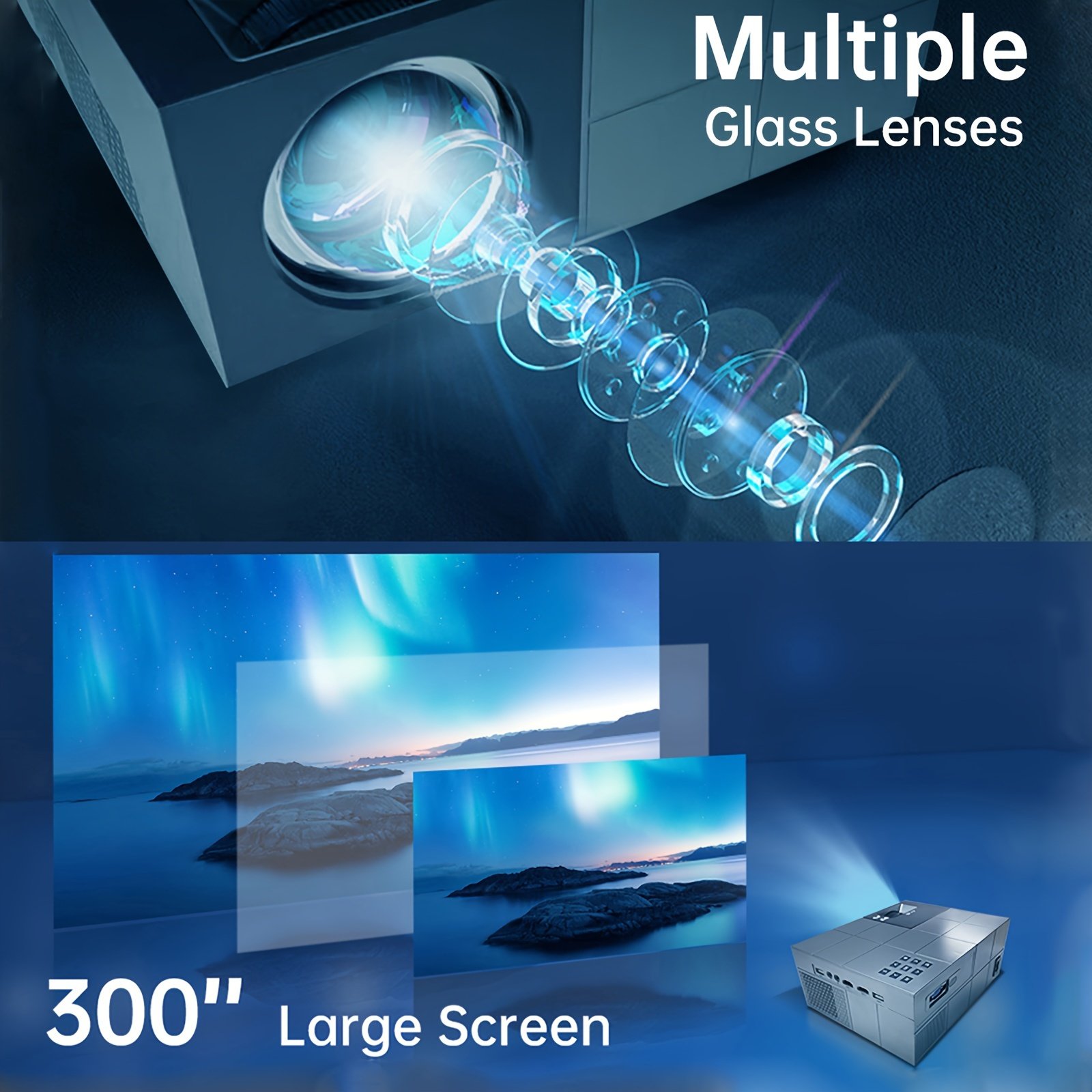PGIVDA 4K Full HD 1080P Video Projector, Table Mount, LCD Display, 16:9 Aspect Ratio, Button Control, Wireless Connectivity, Display Port, 3000+ Lumen Brightness, 220-240V European Plug, for Home Theater & Presentations - Image 9