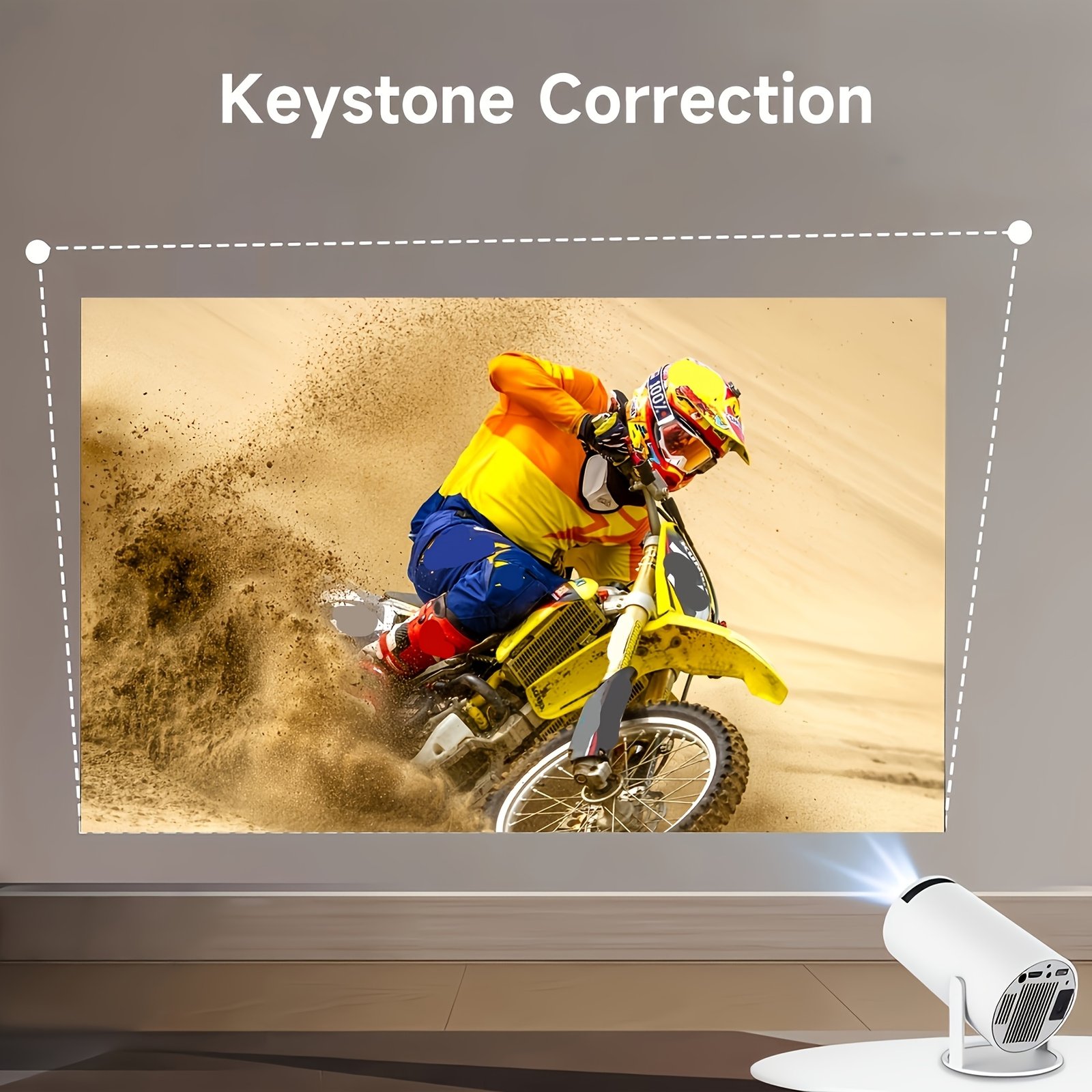 The TUOGTCI Upgraded Version of The Portable 4K HD Projector Has a Lifespan of 30,000 Hours, Features Smart Automatic Keystone Correction, 200 ANSI Brightness, Runs on Android 11, Supports Wifi 6, And Is Compatible with HD USB for Automatic Calibration. - Image 6