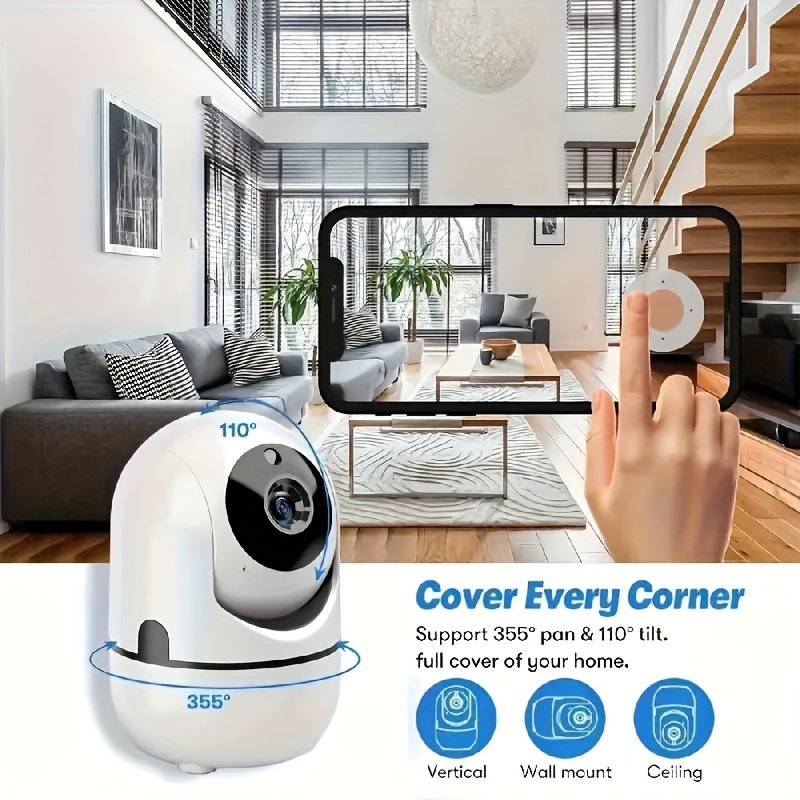 An Indoor Security Wifi Camera, Automatic Tracking, Color Night Vision Home Protection, Two-Way Audio, AI Intelligent Tracking Motion Detection, Suitable for Home Street Security And Monitoring, Can Be Used As Christmas And Halloween Gifts. - Image 10