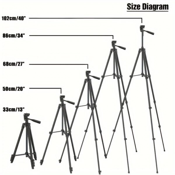 TGVI'S Z005 Expandable Aluminum Alloy Camera Tripod with Smartphone Mount, Pan Head, Compatible with Canon, Sony, Nikon, Panasonic, iPhone for Photography, Selfies, Live Streaming, Video Recording - Image 8