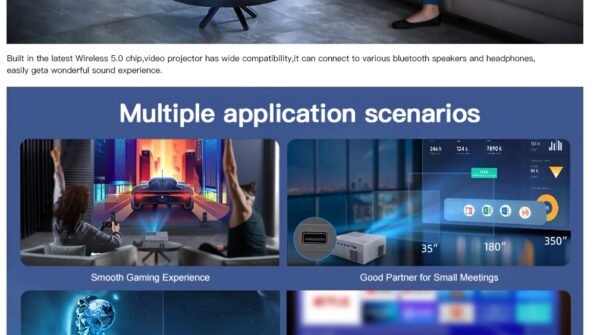 PGIVDA 4K Android Smart Projector, Apps Installable, Full HD 1080P 500 ANSI Lumens, Motorized Focus, One-Click Focus, Same Screen, Wireless, Compatible with HDTV, PS5, Laptop, Desktop - Image 15
