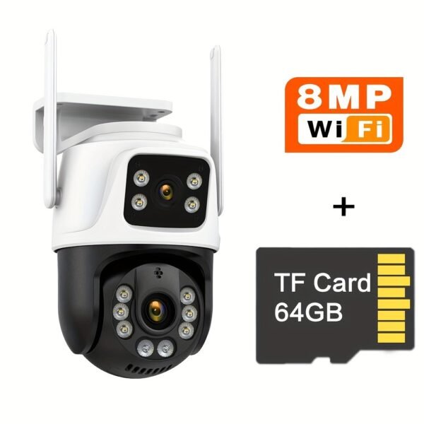 1pc 4K 8MP WiFi Security Camera, 2 Lens 4MP Total 8MP Dual Lens 2.4ghz Wireless IP Camera, Video Surveillance for Home Security CCTV Monitor, AI Human Tracking, Color Night Vision, Outdoor, Two-Way Audio, Motion Alert, Pan Tilt Rotation Icsee - Image 10