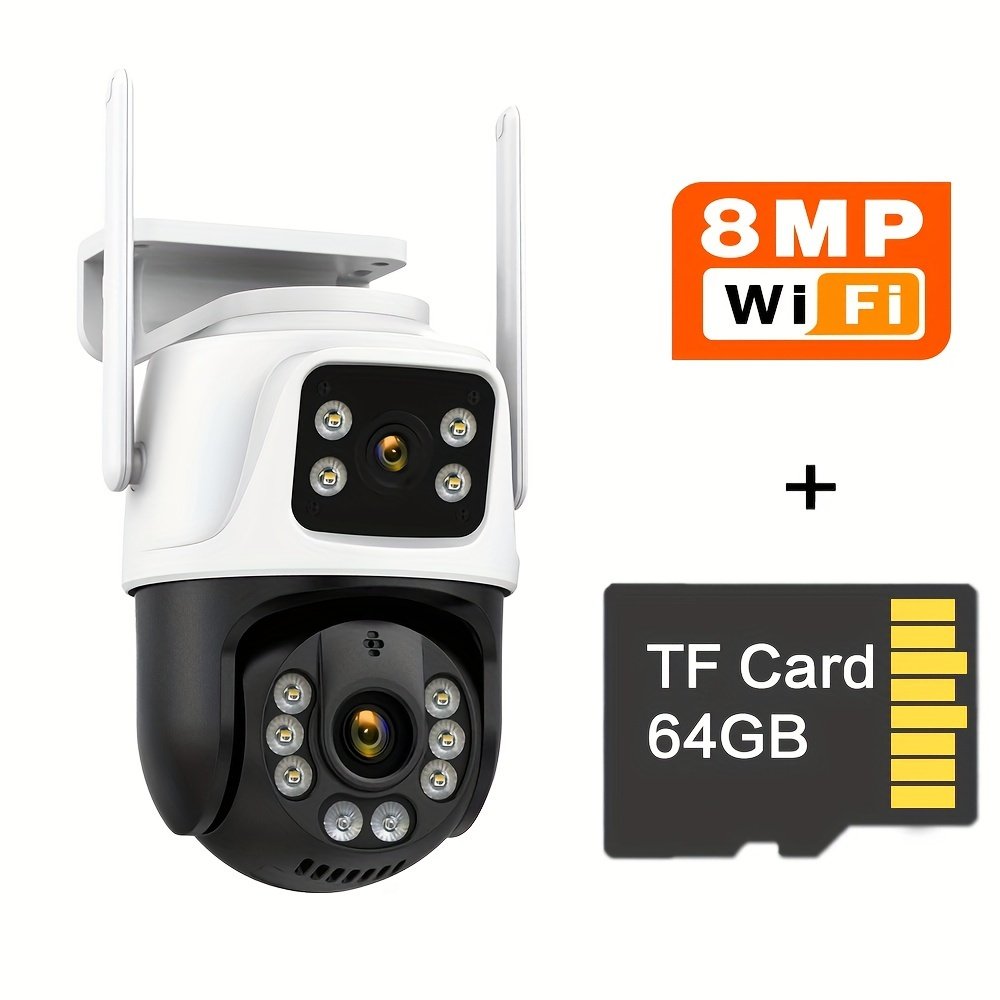 1pc 4K 8MP WiFi Security Camera, 2 Lens 4MP Total 8MP Dual Lens 2.4ghz Wireless IP Camera, Video Surveillance for Home Security CCTV Monitor, AI Human Tracking, Color Night Vision, Outdoor, Two-Way Audio, Motion Alert, Pan Tilt Rotation Icsee - Image 10
