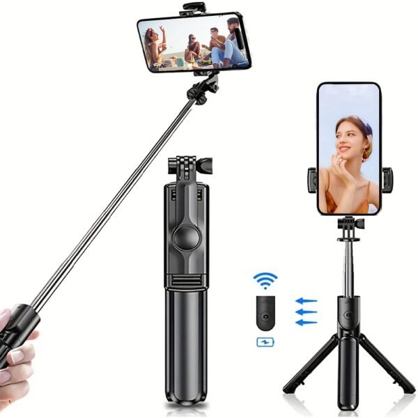 Stainless Steel Selfie Stick Tripod with Wireless Remote, 360° Rotation, Waterproof, Handheld & Tripod Stand Combo, Portable Anti-Shake Monopod for Travel, Live Streaming, and Photography - Image 3