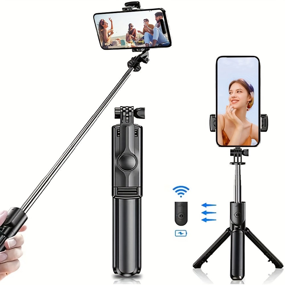 Stainless Steel Selfie Stick Tripod with Wireless Remote, 360° Rotation, Waterproof, Handheld & Tripod Stand Combo, Portable Anti-Shake Monopod for Travel, Live Streaming, and Photography - Image 3