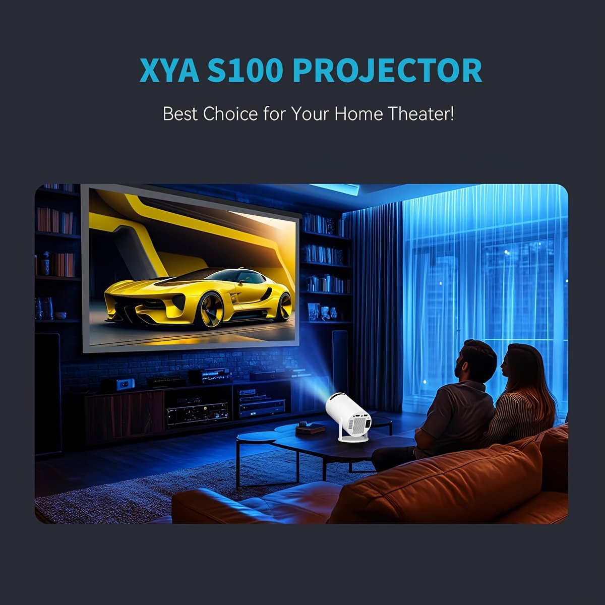 Support 4K/1080P HD Projector, LCD Display Technology, Manual Fast Focus with Remote Control, Android 12 System, Compatible, USB, AV, Smartphone/Pc - Image 2