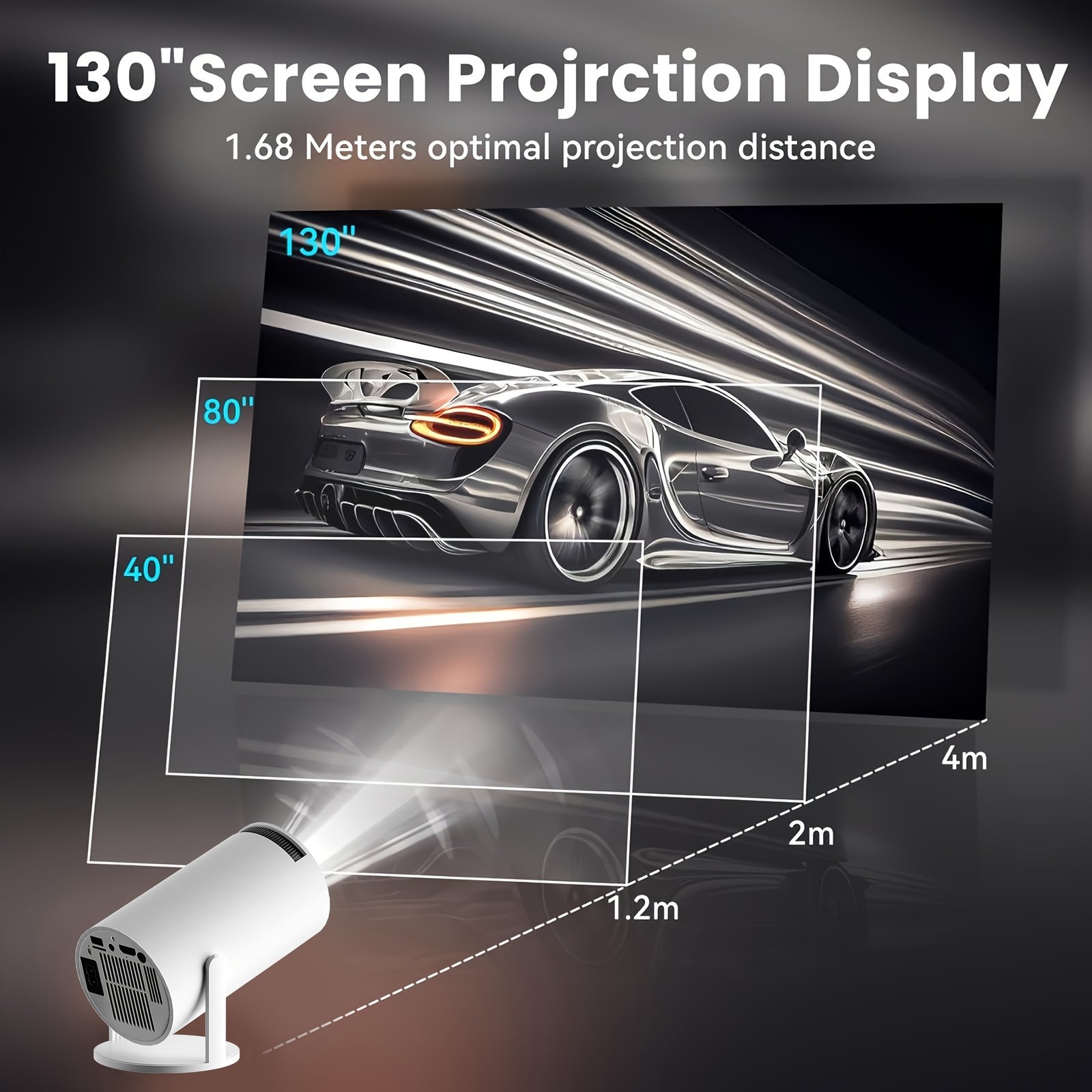 TUOGTCI Outdoor Projector for Android 11.0 200ANSI WiFi6 Dual Wifi HD 1280*720p Wireless 5.0 Support 4K Hard Decoding Play HD Video Portable Home Theater Compatible with HD/USB/Smartphone - Image 8