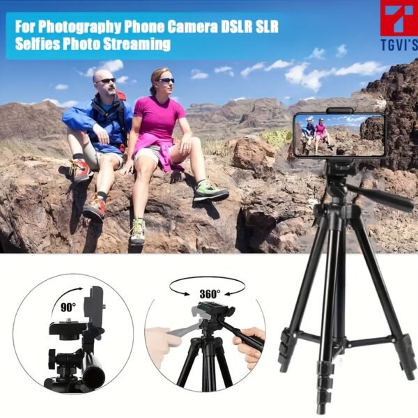 TGVI'S Z005 Expandable Aluminum Alloy Camera Tripod with Smartphone Mount, Pan Head, Compatible with Canon, Sony, Nikon, Panasonic, iPhone for Photography, Selfies, Live Streaming, Video Recording - Image 11