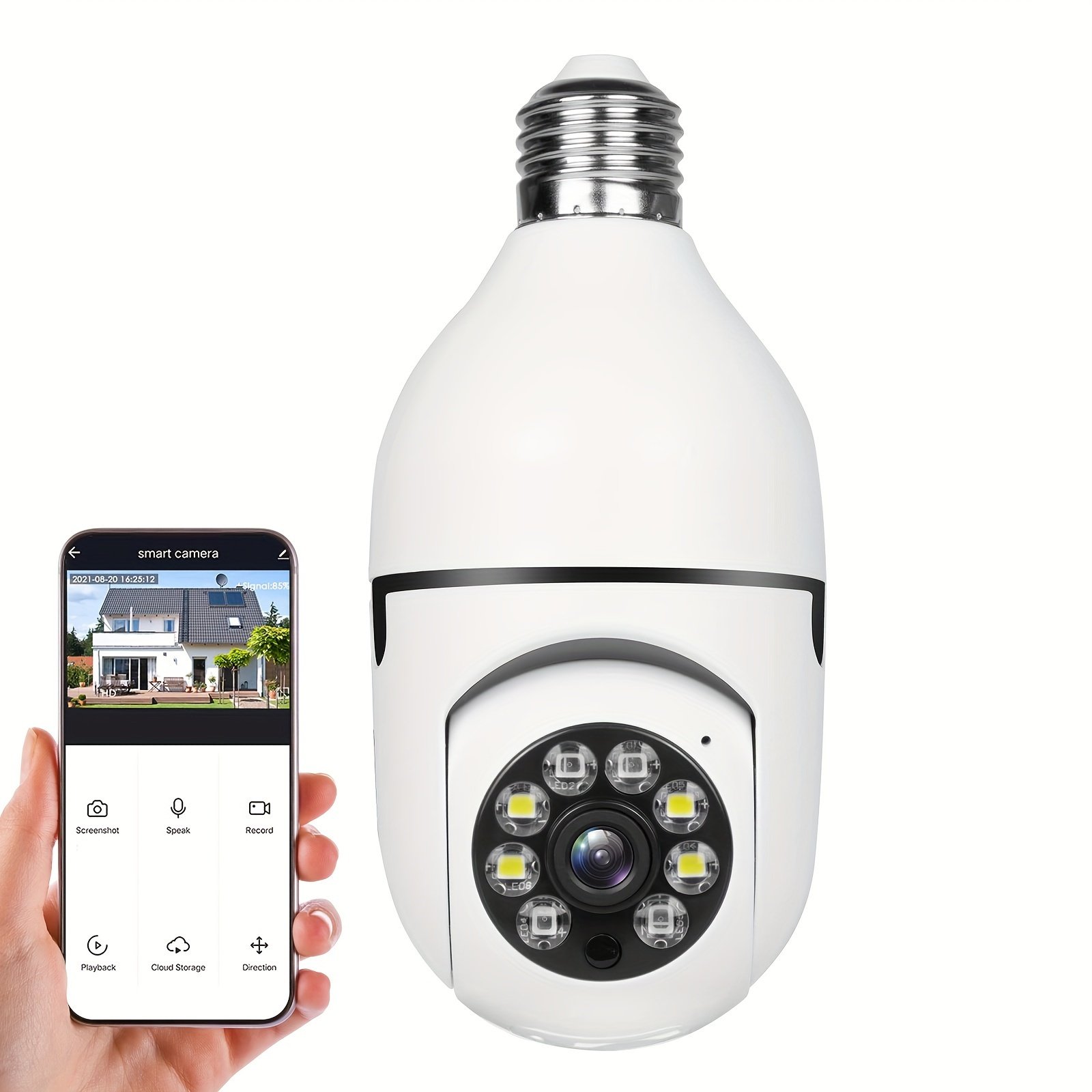 1pc Smart E27 Bulb Security Camera, 360° Rotatable, Wi-Fi Enabled, Infrared Night Vision, Two-Way Audio, Motion Sensor, Ceiling Mount, Hard-Wired 110-240V, App Control, No Battery, Non-Waterproof - Image 4