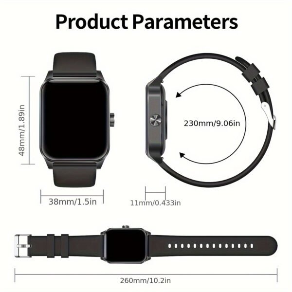 1pc Coiusor Men'S Smart Watch - 4.7cm HD Full Touch Screen, IP68 Waterproof, USB Rechargeable, Silicone Strap, Sports Style, Pedometer, Message Push, Call Function, Compatible with iPhone/Android - Image 9