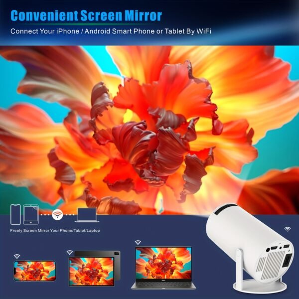 TUOGTCI Portable HY300 Outdoor Projector for Android 11.0 200ANSI WiFi6 Dual Wifi H713 Chip HD 1280*720P Wireless 5.0 Support 4K Hard Decoding Playback HD Video Home Theater Merry Christmas Gift, Best for Christmas - Image 8