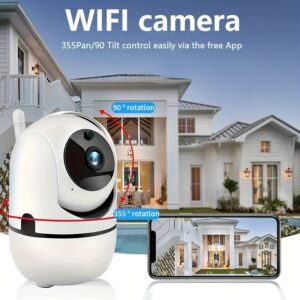 Fujiadi 1pc 1080P Wireless Smart Camera with 355° Panoramic View, 90° Tilt, Two-Way Audio, USB Powered, Cloud & Local Storage - Ideal for Home Security & Holiday Gifts