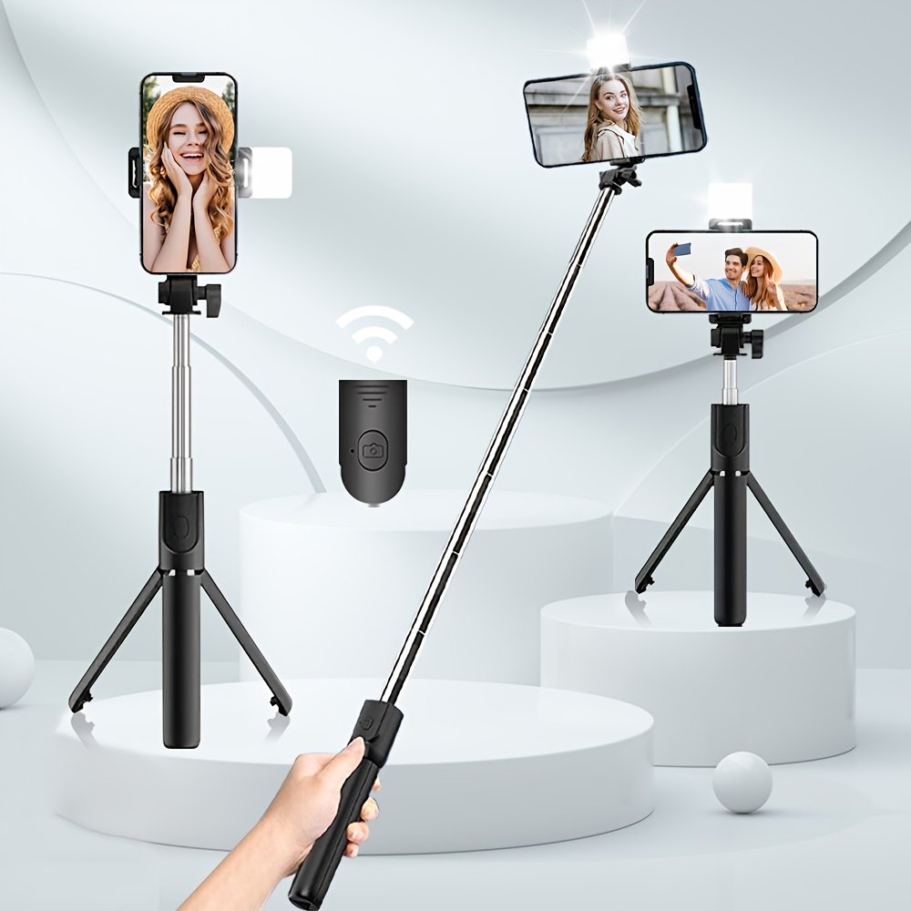 Portable Selfie Stick with LED Fill Light & Remote - Rechargeable Battery, USB Powered, Wireless Enabled for Easy Photography and Video Recording, Selfie Stick for Phone - Image 3