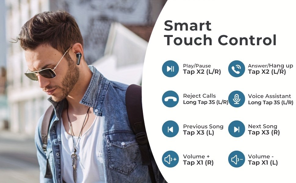 Wireless Earbuds, Bass Stereo Earbuds, Earbuds with Noise-Cancelling Microphone LED Display, In-Ear Earbuds, 36 Hour Playback Time, for Laptops and Mobile Phones, Sports & Fitness, Black. - Image 14