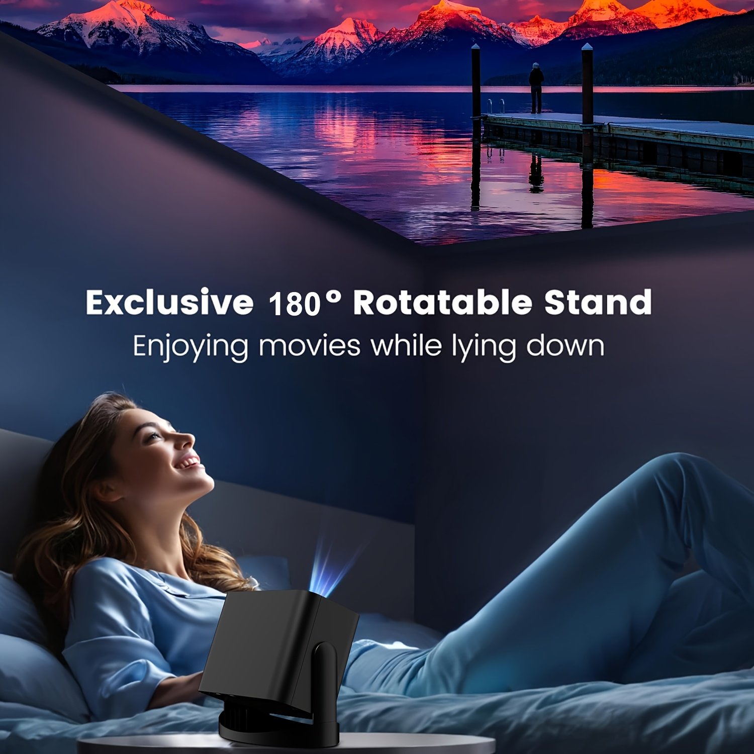 Portable Micro Native Projector - 1080P Full HD Projector with 5G Wireless Wifi, 3000 Lumens Brightness, Built-in Speaker for Living Room or Bedroom Home Theater, WIFI/USB/AV/HDTV compatible. - Image 2