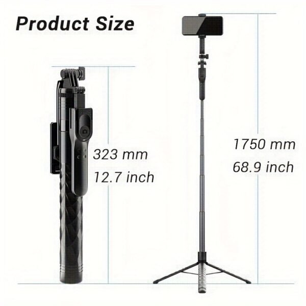 172.72cm Selfie Stick Tripod with Wireless Wireless with Remote Shutter for Android IOS Cell Mobile Phone Gimbal Stabilizer, Travel Tripod Phone holder Compatible with iPhone/Android/GoPro - Image 5