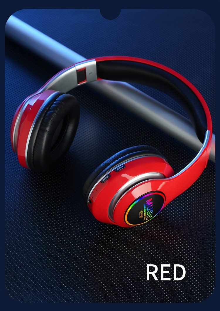 Wireless earphones, multi-color LED lights, comfortable foldable earphones, for tablet/PC/phone/birthday/Christmas/travel gifts. Popular wireless earphones, head mounted wireless earphones, and foldable earbuds. - Image 29