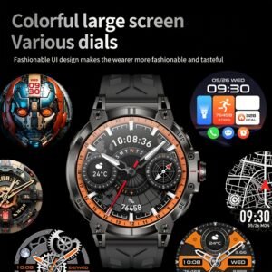 1.85 Inch Large Screen Smart Watch - 55mm - IP68 Waterproof Smart Watch for Men - 760mAh Large Battery - 100+ Sports Modes Activity Tracker - Wireless Calling and Answering - Sports Bracelet with LED Light - Compatible with Android/iPhone - Gift for Men