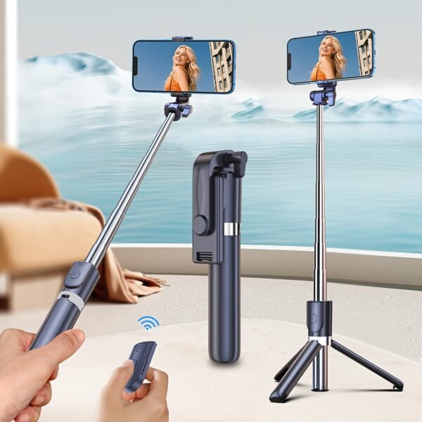 YIIOJUU 1pc 104.14cm Retractable All-in-One Smartphone Selfie Stick - 360° Rotating Tripod Holder, Wireless Remote Control, Ultra-Portable Compact Design Suitable for iPhone/Samsung/Android Phones, Perfect for Travel and Content Creation - Image 6