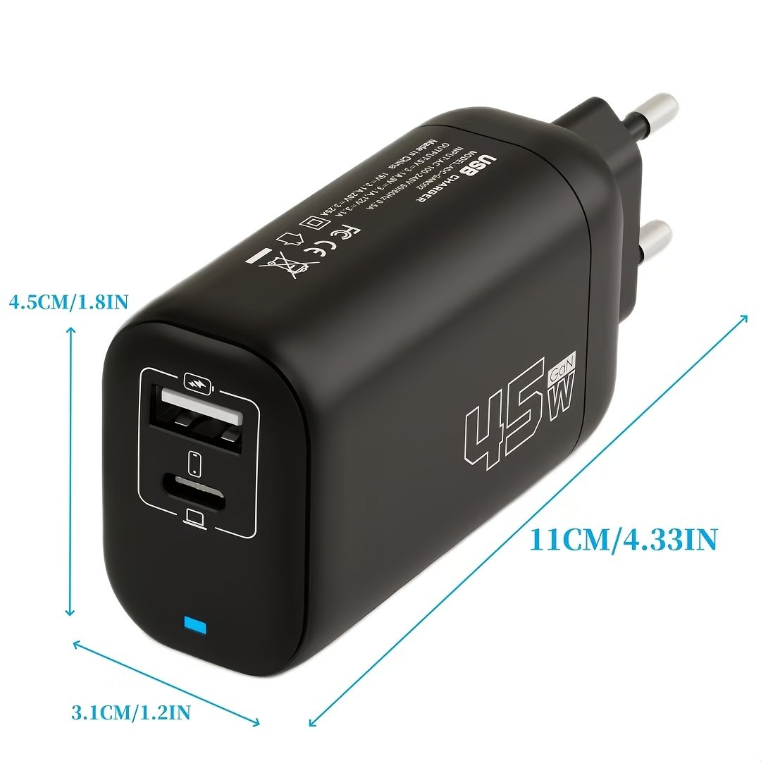 Compact 90W Dual Interface Fast Charging Charger with PD3.0 & QC3.0, USB-A & Micro-USB Ports - European Plug, Lightweight Design for Electronics Fast Charging - Image 3