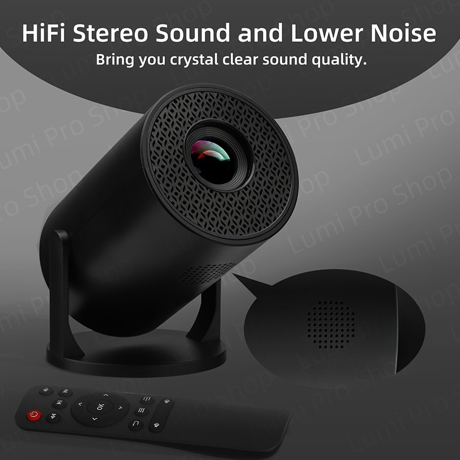 Portable Projector 1080P, Smart Projector with Android TV, 180° Rotatable, WiFi Connectivity, WUXGA Native Resolution 1920x1200, 3D Ready, LCD Display Technology, 500-999 Lumens, 4:3 Aspect Ratio, with USB Power, Button Control for Home Theater, 3.3meter - Image 4
