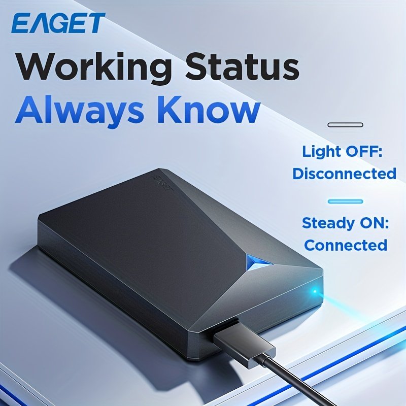 1pc EAGET Portable External Hard Drive - 6.35cm Mechanical HDD with USB 3.0, NTFS File System, Plug and Play Design for PC, Mac, Laptop, PS4, Xbox One - 250GB/320GB/500GB Options - Image 6