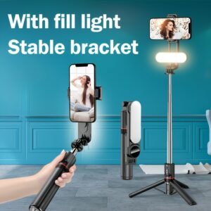 1pc Stainless Steel Selfie Stick with Wireless Remote Fill Light, Battery Powered, ≤36V, Multi-functional Handheld Travel Stand for iPhone/Android, Outdoor Live Photo Shooting, Ideal Gift