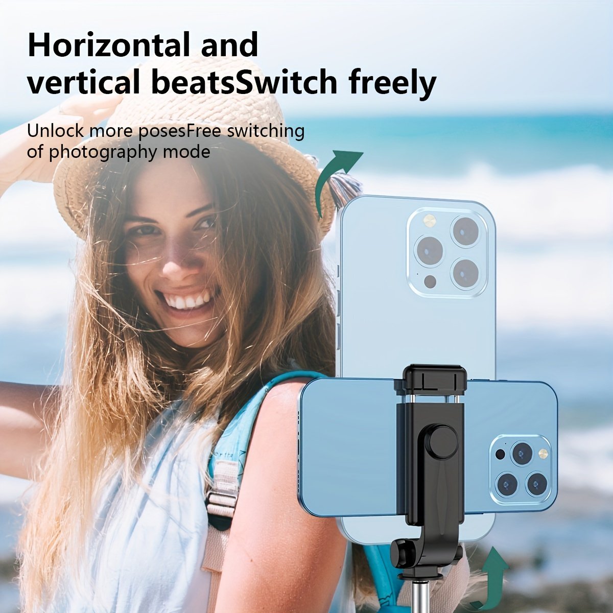 1pc 360° Rotatable Wireless Selfie Stick Tripod, Panoramic Smartphone Stand for Travel, Outdoors, Live Streaming & Video Recording, Plastic, Battery Powered, Non-rechargeable Button Battery, ≤36V - Image 12