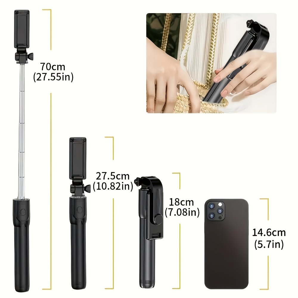 Stable Tripod for Smartphones and Cameras, Anti-Shake Selfie Stick with Desktop Tripod Stand, Indoor/Outdoor Live Streaming, ABS Material, Photography, Selfie Stick - Image 2