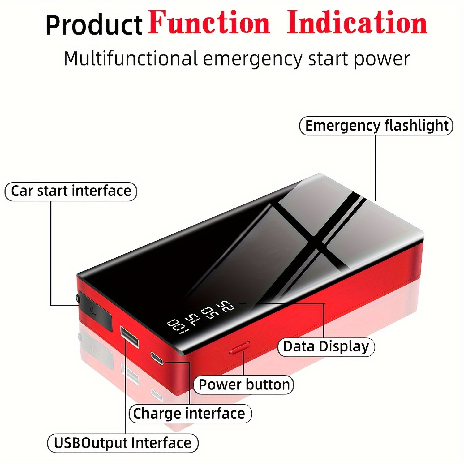 Portable Car Jump Starter with a 1000A Capacity, Suitable for 6.0L Gasoline And 3.0L Diesel Engines, Featuring Extended Smart Jumper Cables, a Light, And a Compact Design. - Image 4