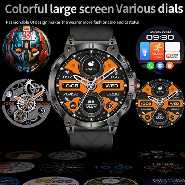 760Mah Smart Watch for Men And Women with LED Flashlight - 1.85-Inch Large Screen, Over 100 Sports Modes, Wireless Calling (Answering/Making Calls), Smart Watch, IP68 Waterproof, AI Voice Outdoor Fitness Watch, Calculator Function, Pedometer Activity Watc - Image 2