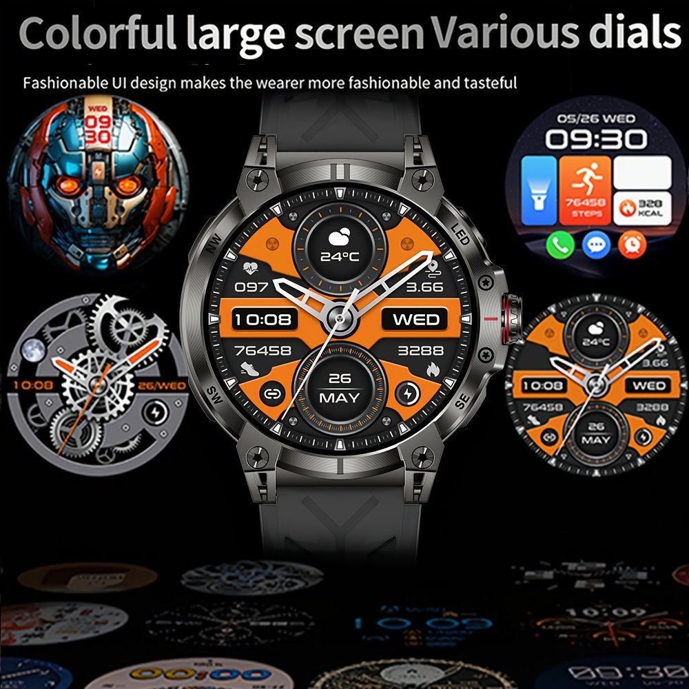 760Mah Smart Watch for Men And Women with LED Flashlight - 1.85-Inch Large Screen, Over 100 Sports Modes, Wireless Calling (Answering/Making Calls), Smart Watch, IP68 Waterproof, AI Voice Outdoor Fitness Watch, Calculator Function, Pedometer Activity Watc - Image 2