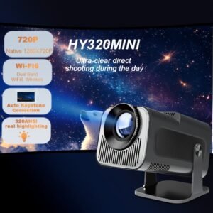 HY320Mini 720P Android 11 4K Home Projector 320ANSI Dual band Wifi6 Wireless 5.0 Cinema Portable 180 ° Rotating Projector