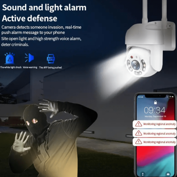 Teruhal Outdoor WiFi Security Camera - Waterproof, Auto-Tracking with 360° Panoramic View, Full Color Day & Night, Human Motion Detection, Two-Way Audio, USB Powered - Image 4