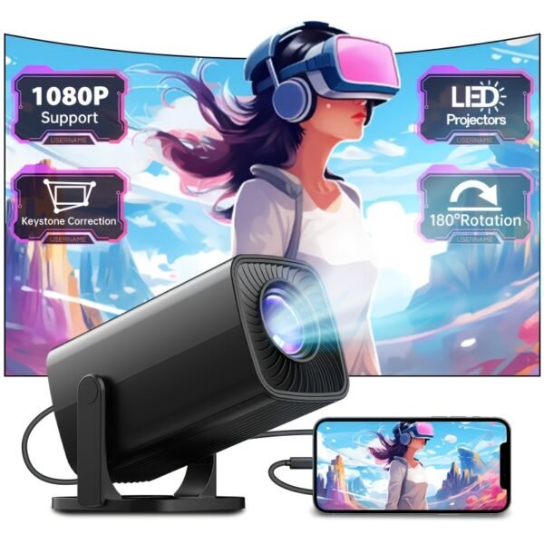 Smart Portable Home Theater Movie Projector - EU Plug, Easy to Carry, Enjoy Anytime, Anywhere, Upgrade Your Viewing Experience HD Mini Projector - Vivid 3D Vision, Small And Portable, Compatible with a Variety of Devices, Suitable for Home Theater/Office - Image 6