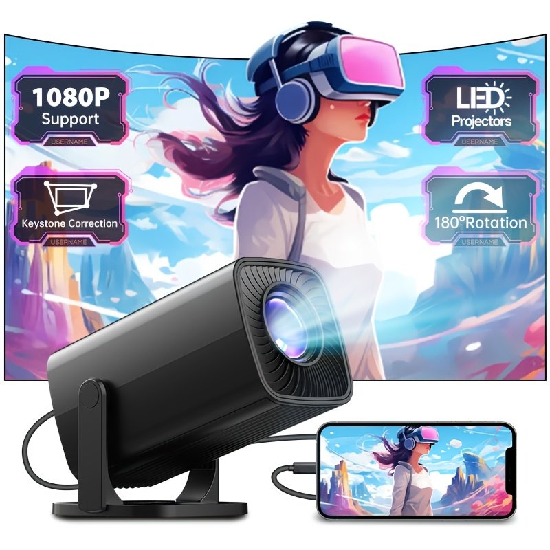 Smart Portable Home Theater Movie Projector - EU Plug, Easy to Carry, Enjoy Anytime, Anywhere, Upgrade Your Viewing Experience HD Mini Projector - Vivid 3D Vision, Small And Portable, Compatible with a Variety of Devices, Suitable for Home Theater/Office - Image 6