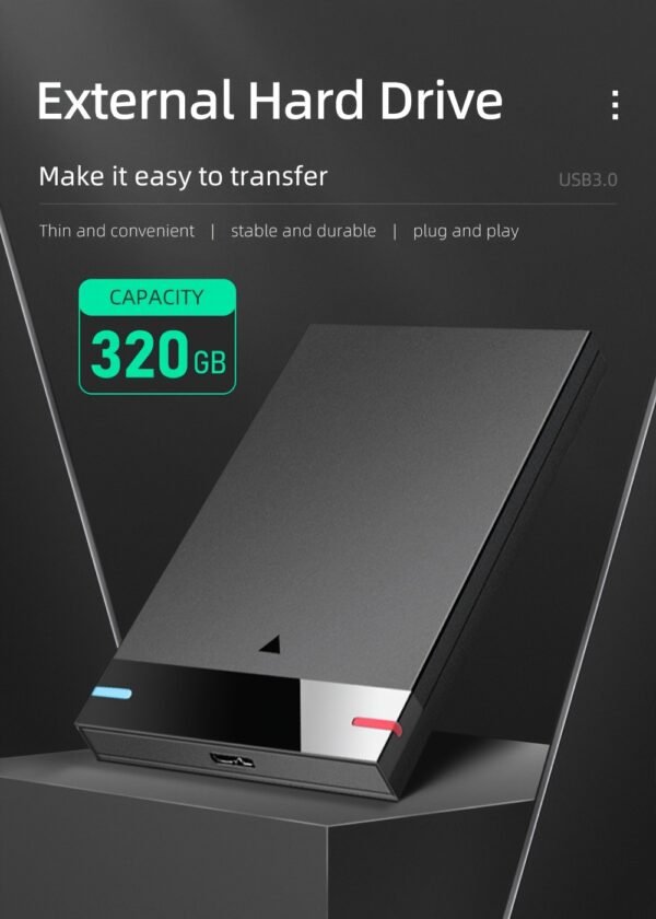Small Capacity External Hard Drive, 320G Portable Hard Drive, Portable External Storage Hard Drive, USB3.0 High-speed Reading and Writing, Mechanical Hard Drive, Supports Notebook, Mobile Phone and Computer - Image 9