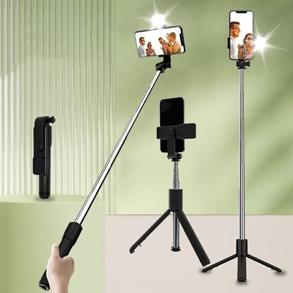 Wireless Selfie Stick Tripod with Integrated Light and Remote Control, 360 Degree Rotating, ABS Material, Rechargeable Lithium Polymer Battery, with USB Charging, for Video and Photography, ≤36V Portable Smartphone Stand - Image 2