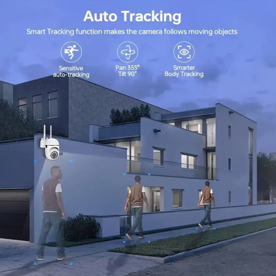 OIMLYO 1080P HD WiFi Security Camera with Full-Color Night Vision, Two-Way Audio, Motion Tracking - Indoor/Outdoor Wireless Cam with Pan/Tilt/Zoom, Remote Viewing via Smartphone, No Battery Needed, Wireless Outdoor Security Camera - Image 9