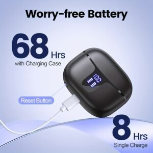Wireless In-Ear Sports Earbuds with Mic, Noise Cancelling, LED Charging Case, 40H Playtime - Ideal for Running & Workouts