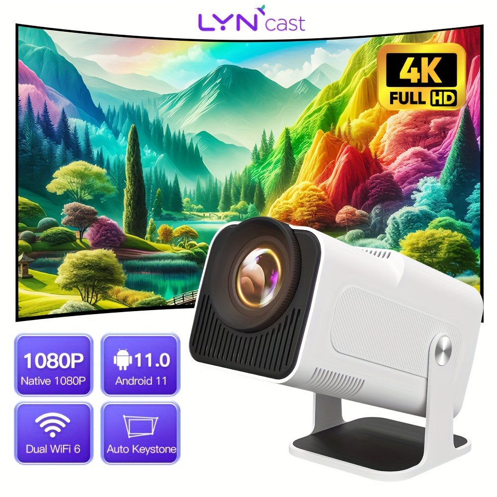 Portable Mini Projector with WiFi6 Native 1080P Support 4K Smart Home Theater Proiector with Android 11 180° Rotation Outdoor Cinema Auto Keystone Correction Compatible with Phone/Tablet/Laptop LYNCAST, Lyncast - Image 6