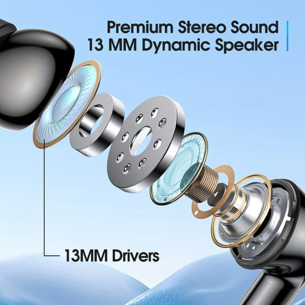 Wireless Headphones, Wireless 5.3 Headphones, 13mm Speaker, 30H Playtime, Type-C Fast Charging Box, Stereo Wireless In-Ear Headphones, Suitable for iPhone and for Android In-Ear Headphones, Gaming Business Sports Headphones with Microphone. with digital d - Image 6
