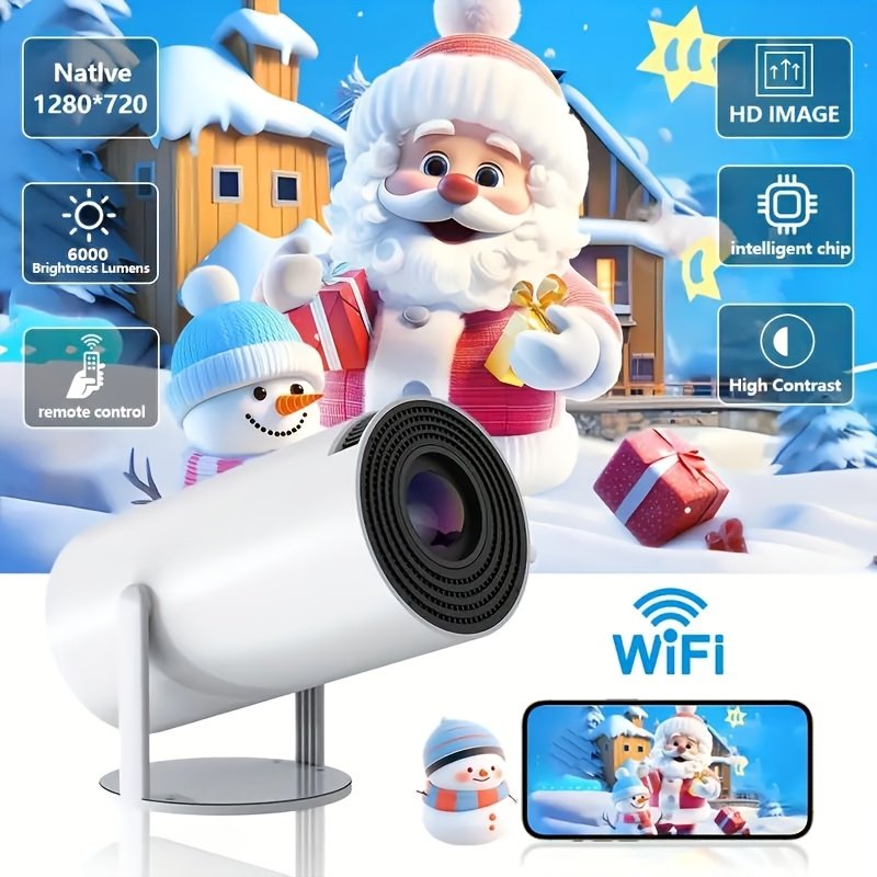 Yleegs P3 Portable Projector, 4K 1080P Full HD, Smart Auto Horizontal Correction, 180° Rotatable, Table Mount, Remote Control, with USB Power, 50-99 Lumens, 16:9 Aspect Ratio, LCOS Display Technology, Android 9.0, Display Port Connectivity, Built-in Speak - Image 3