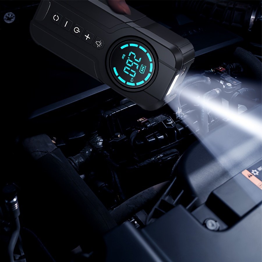 8000mAh Emergency Car Jump Starter Power Bank with Digital Display, Portable USB-C Charging Air Compressor, 12 Safety Protections, Fast Inflation in 10 Seconds, Rechargeable Lithium Polymer Battery for Tire Inflation and Multi-Functional Lighting - Image 7