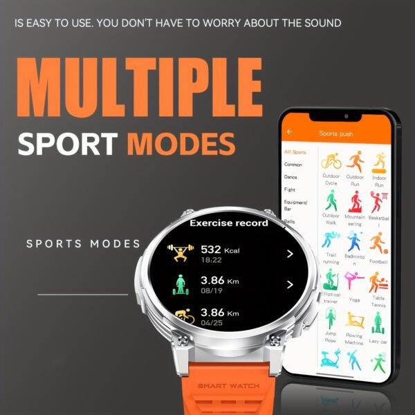 INEYES Men's Smartwatch For Android Phone With LED Flashlight And 1.85-Inch Full Touch Screen, Outdoor Sports Smart Watches For Women With 730mAh Large Capacity Battery, Smart Watch For Men With Wireless Call, Message Reminder, Women's Smartwatches For IP - Image 9